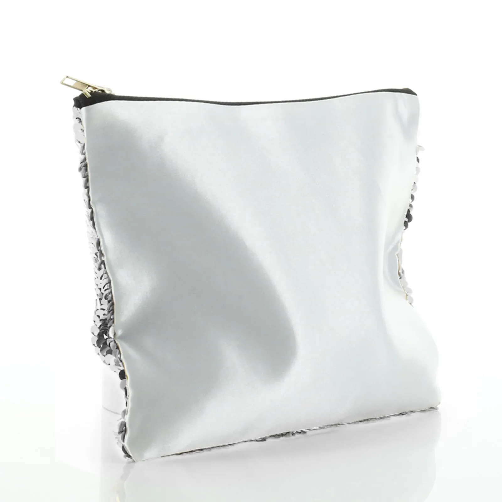 Personalised Sequin Zip Bag with Red squirrel Heart Wreaths and Cute Text