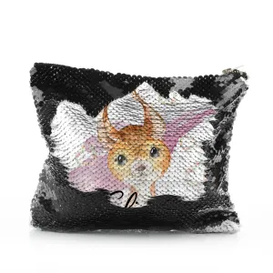 Personalised Sequin Zip Bag with Red squirrel Heart Wreaths and Cute Text