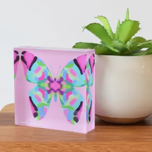 Pink Butterfly Acrylic Block