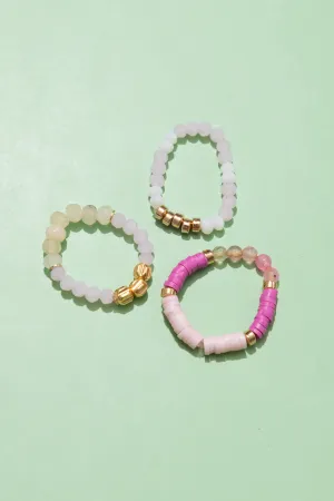 Pink Starburst Stretchy Ring Set