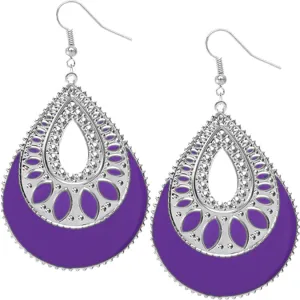 Purple Open Teardrop Earrings