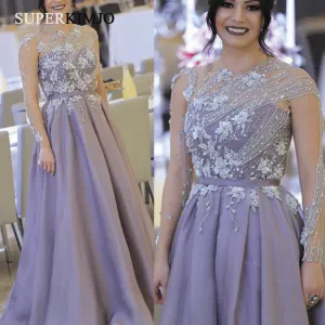 purple prom dresses 2019 beaded elegant lace applique elegant prom gown vestido de festa