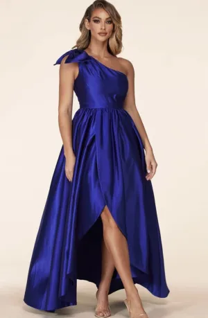 "PRINCESS DIANA" ROYAL BLUE SATIN ELEGANT GOWN