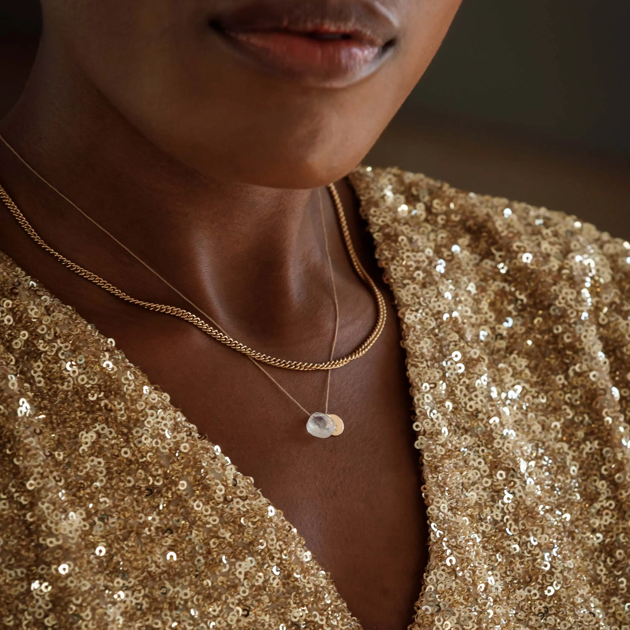 Rainbow Moonstone Fine Cord Necklace