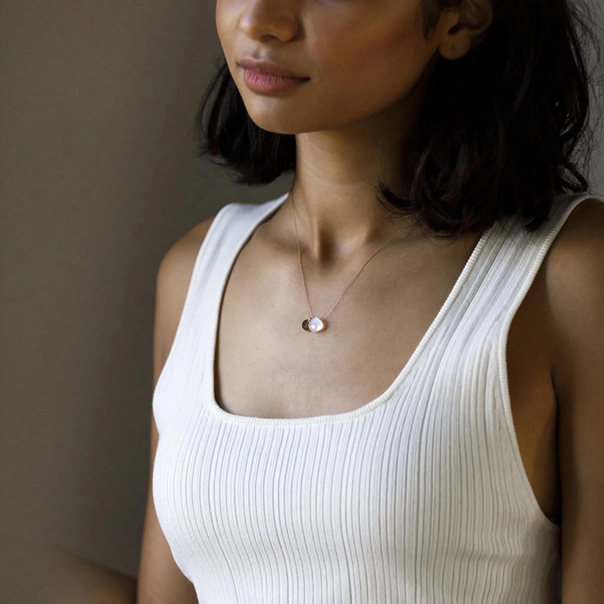 Rainbow Moonstone Fine Cord Necklace