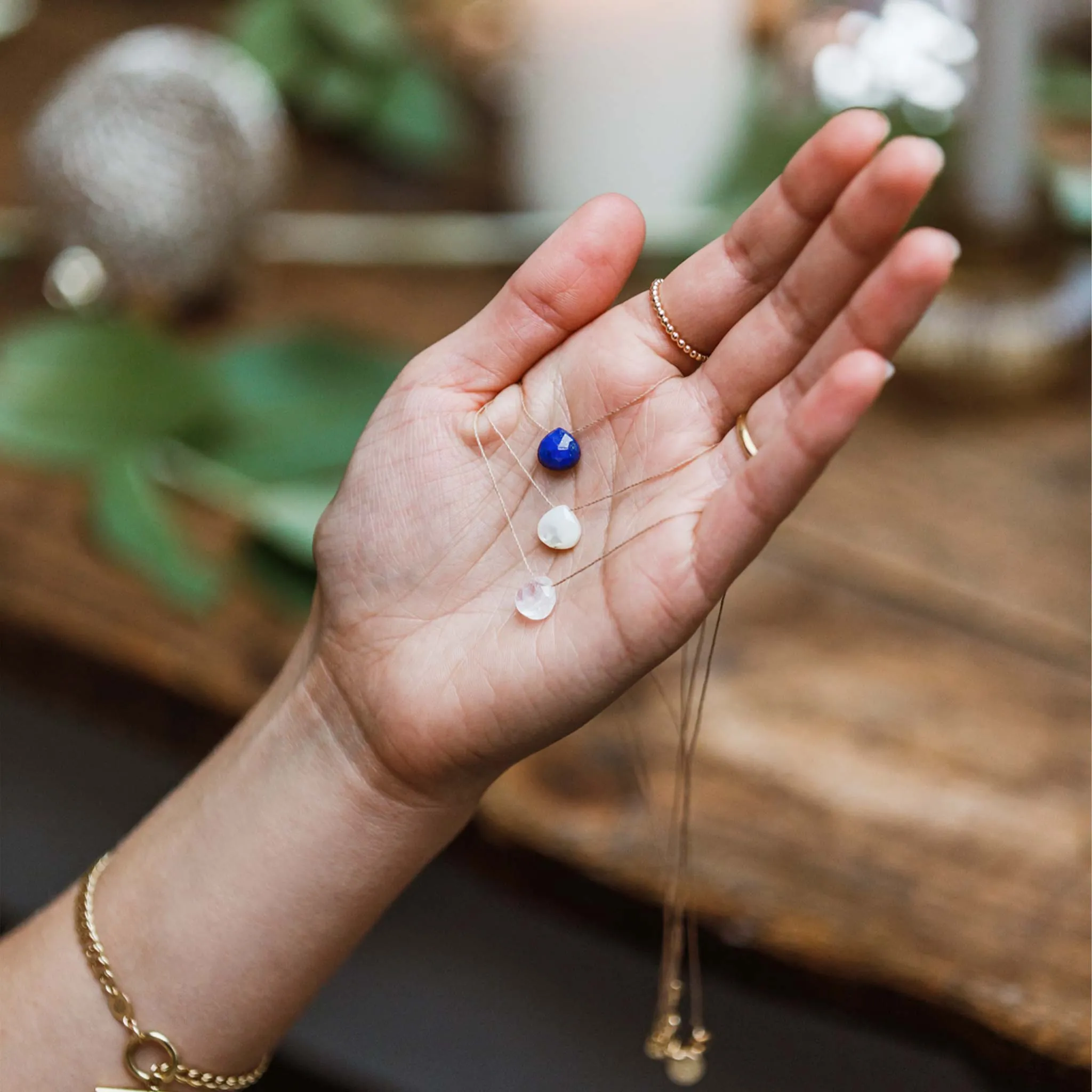 Rainbow Moonstone Fine Cord Necklace