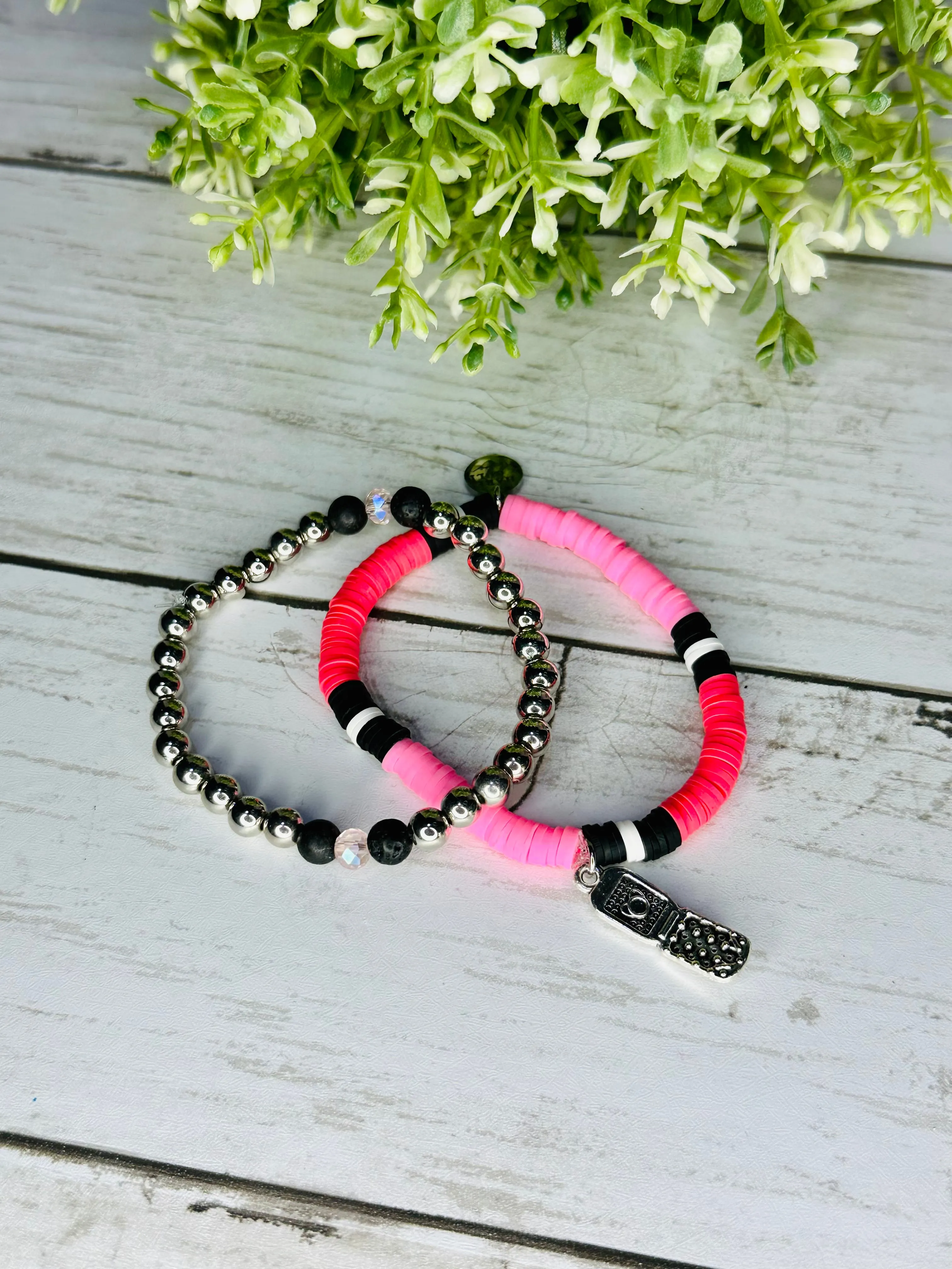 Retro Flip Phone double stack bracelet