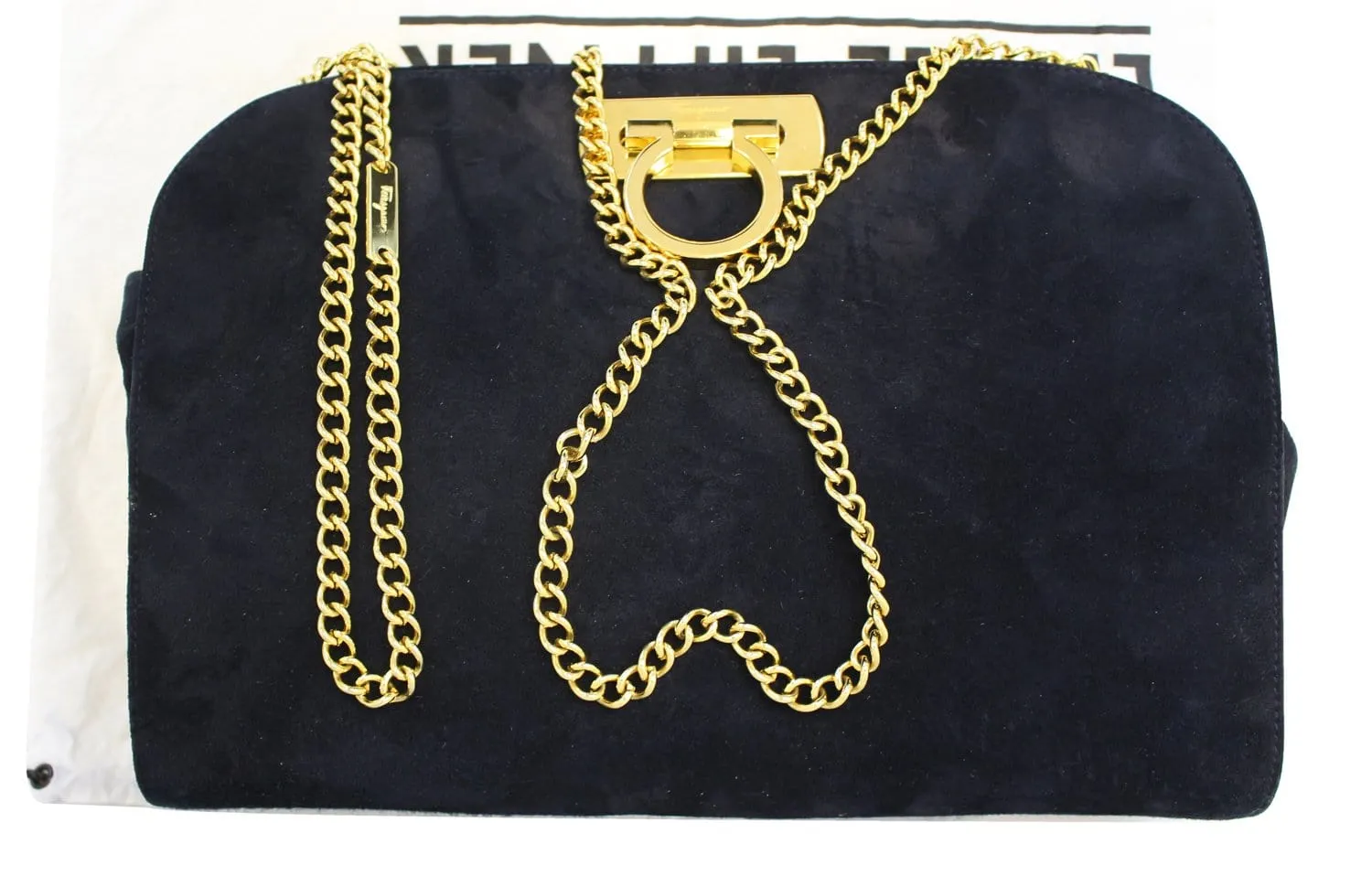 SALVATORE FERRAGAMO Leather Gancini Chain Link Shoulder Bag