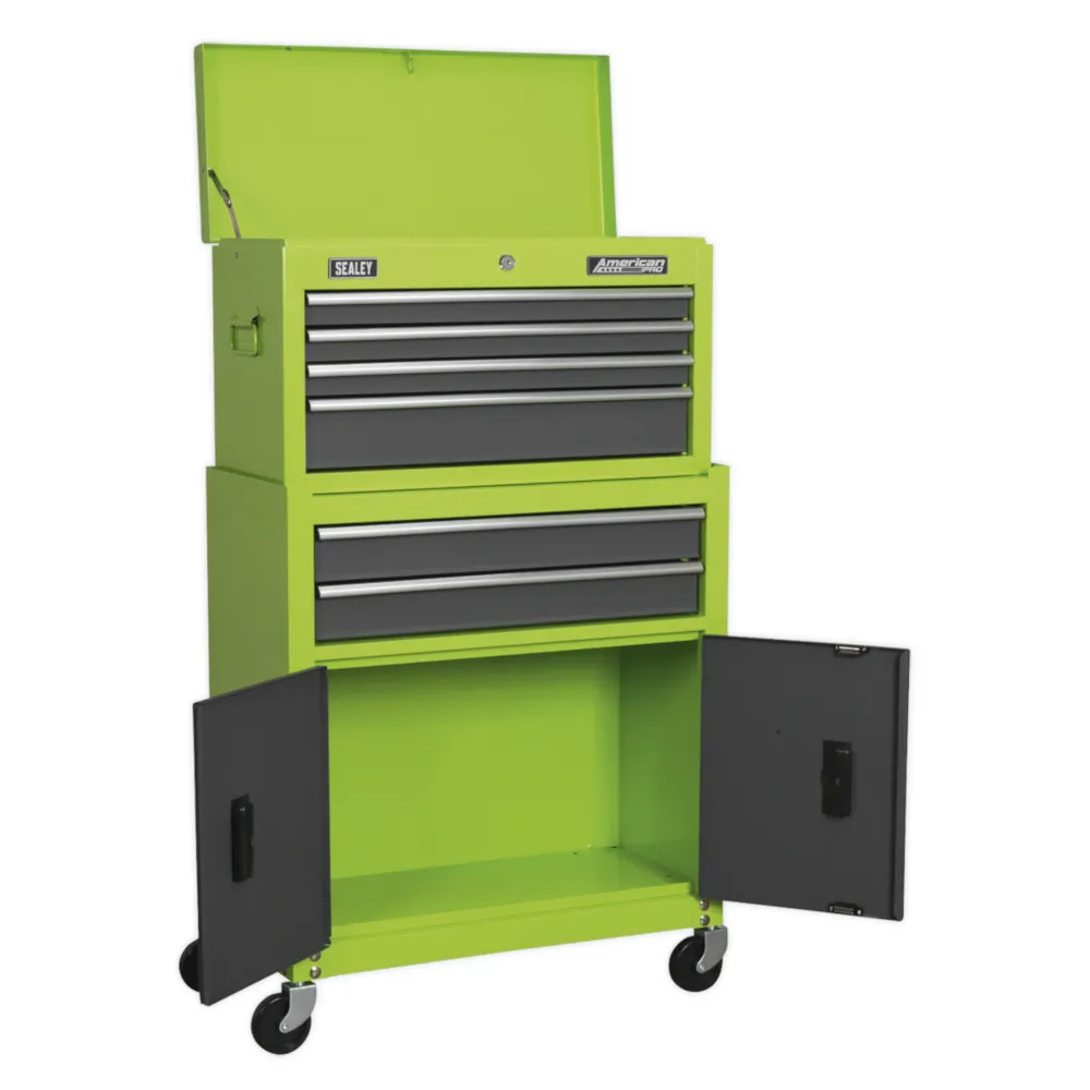 Sealey 6 Drawer Topchest & Rollcab Combination with Tool Kit - Green/Grey - D