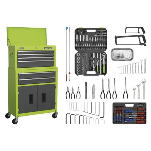 Sealey 6 Drawer Topchest & Rollcab Combination with Tool Kit - Green/Grey - D