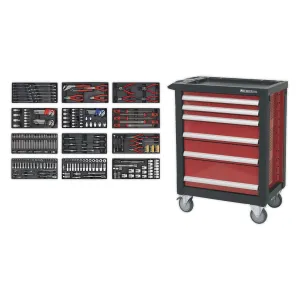 Sealey Premier Rollcab 6 Drawer with Ball-Bearing Slides & 298pc Tool Kit