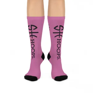She Hoops® Cushioned Pink Crew Socks