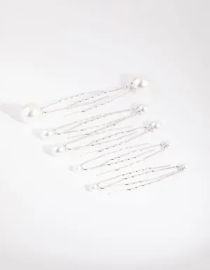 Silver Pearl Hair Pin Pack