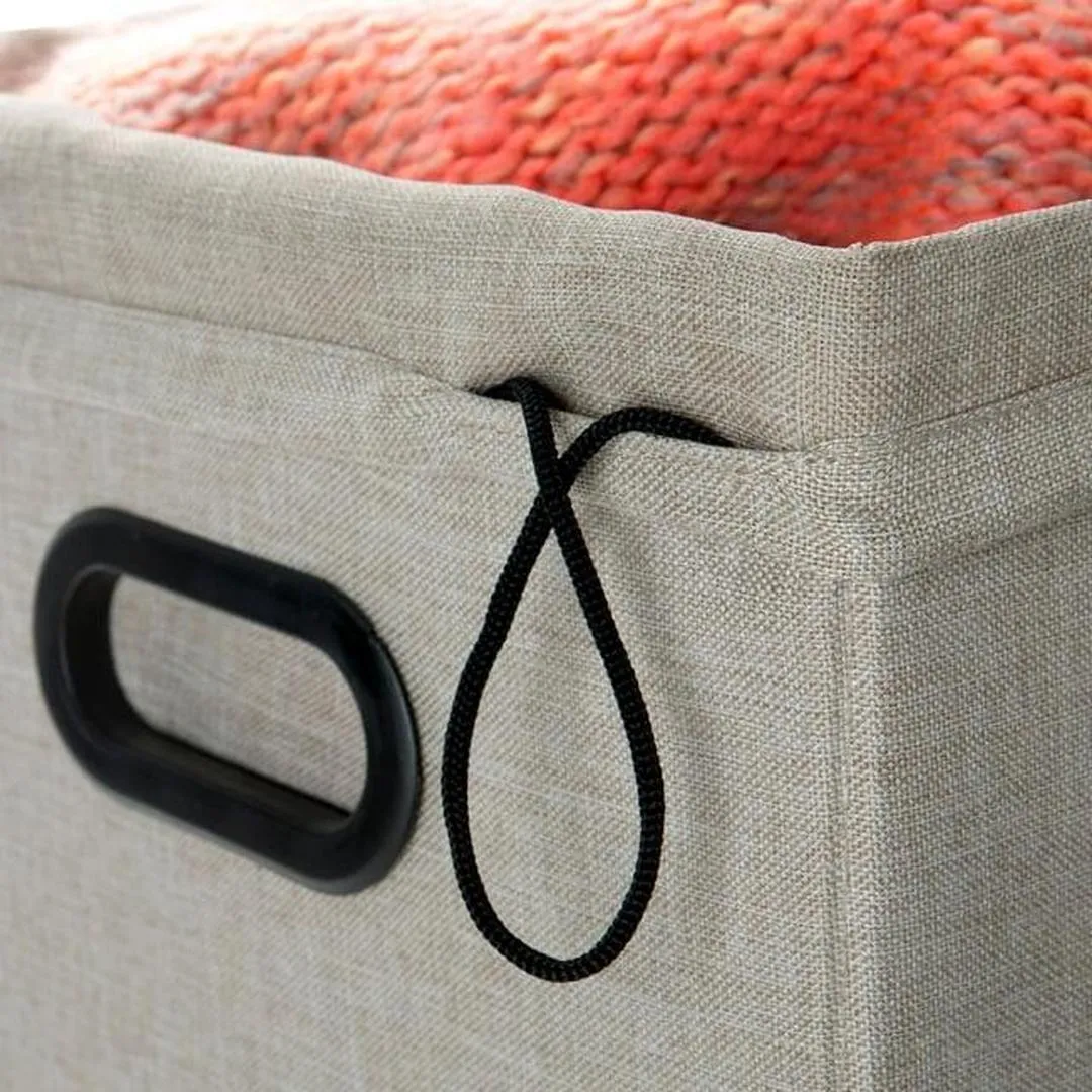 Simplify Collapsible Flip Top Hamper Ottoman | With Removable Carrying Bag | Natural