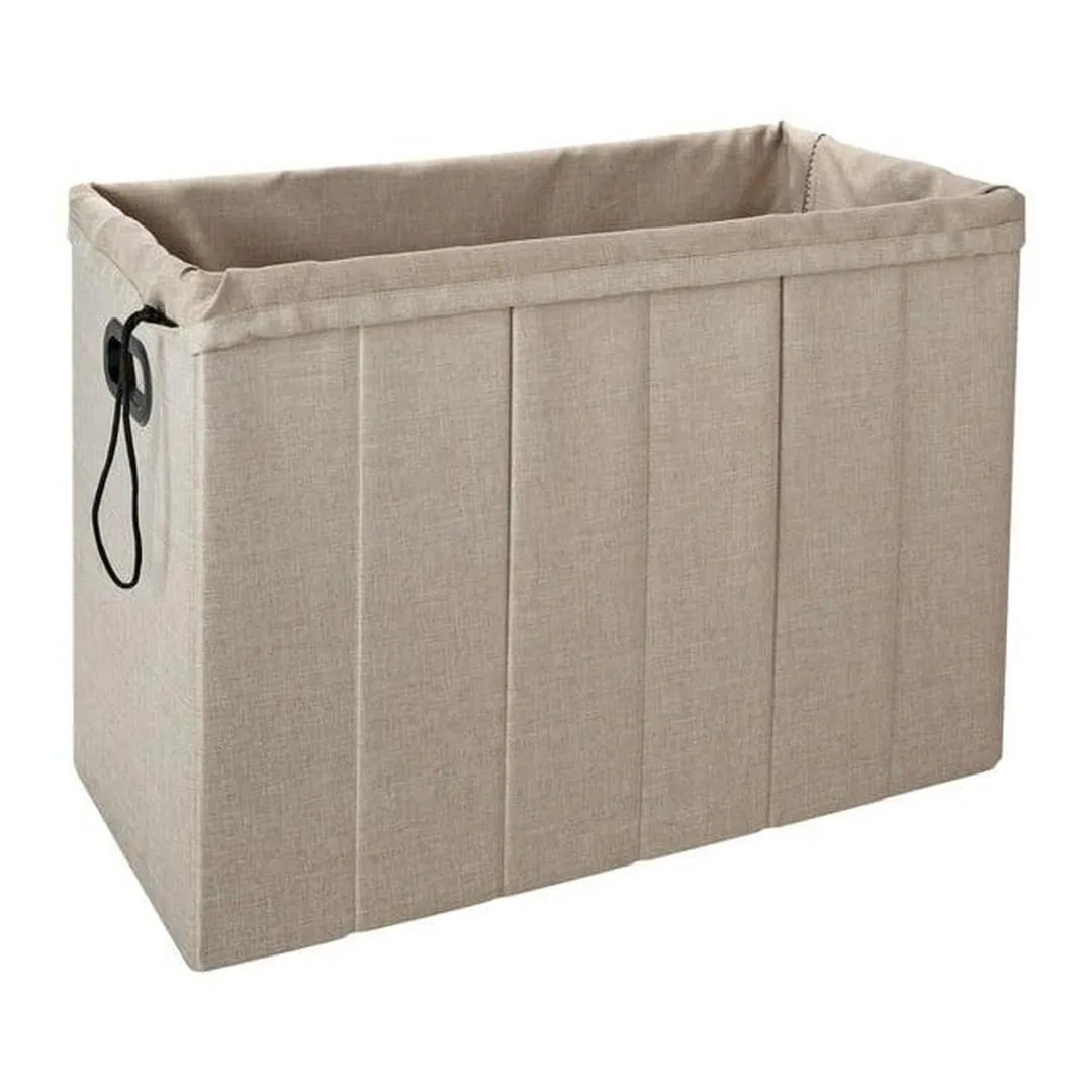 Simplify Collapsible Flip Top Hamper Ottoman | With Removable Carrying Bag | Natural