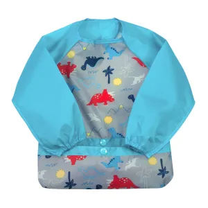 Snap & Go™ Easy-Wear Long Sleeve Bib Aqua Dinosaurs (Min. of 2, multiples of 2)