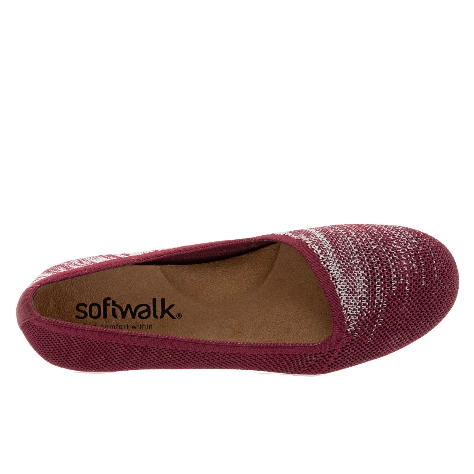 Softwalk Sicily S1861-606 Womens Burgundy Narrow Leather Ballet Flats Shoes