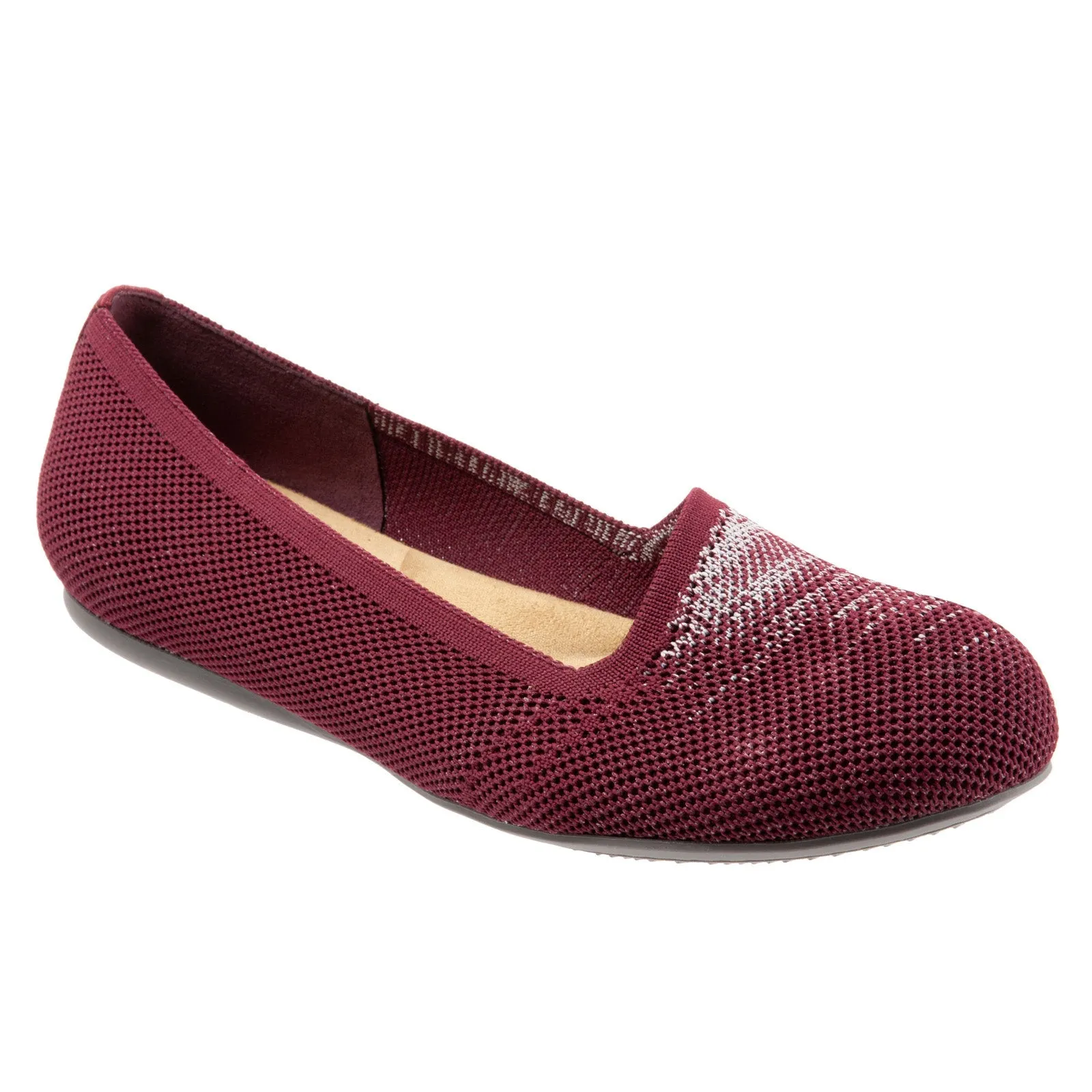Softwalk Sicily S1861-606 Womens Burgundy Narrow Leather Ballet Flats Shoes