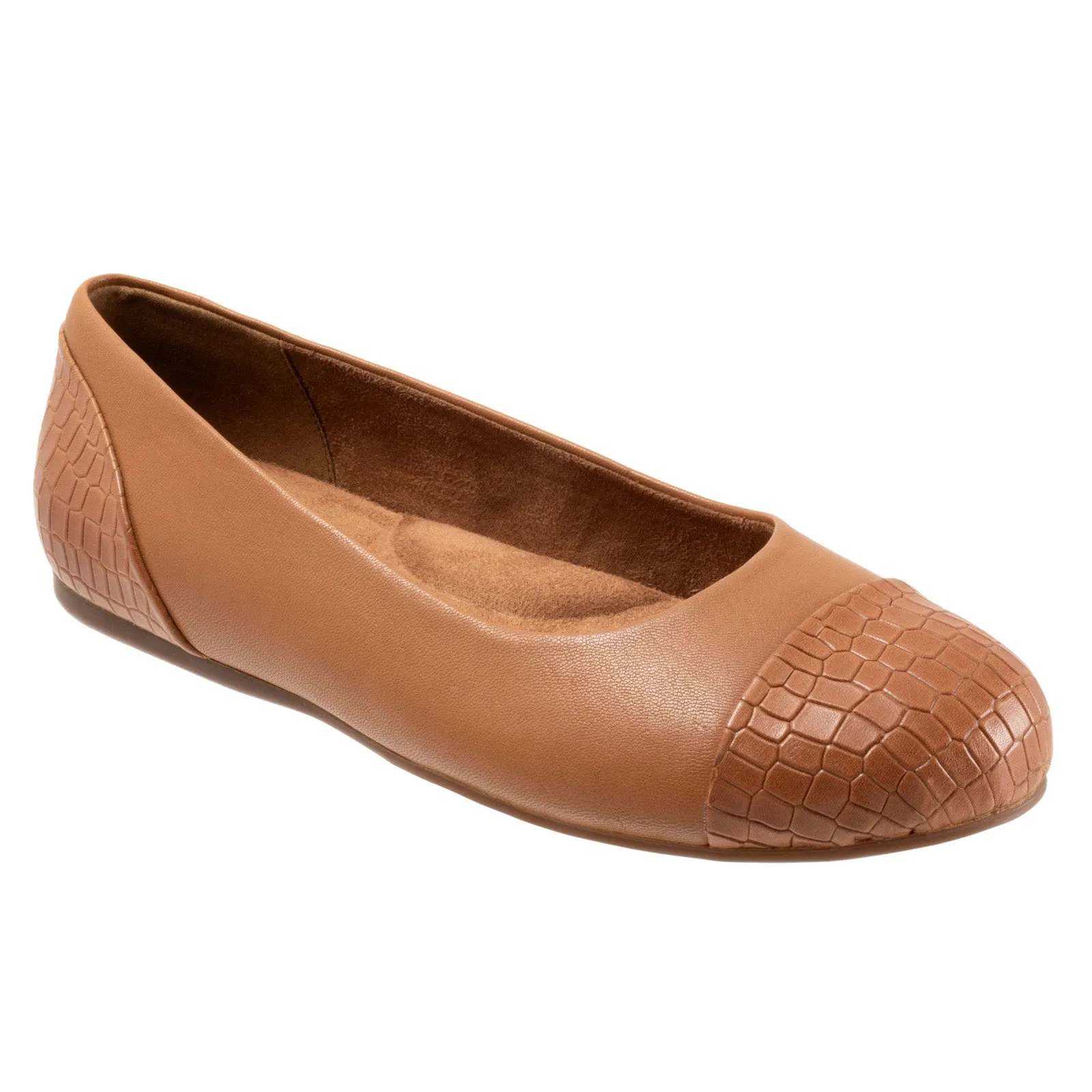 Softwalk Sonoma Cap Toe S1907-256 Womens Brown Extra Wide Ballet Flats Shoes
