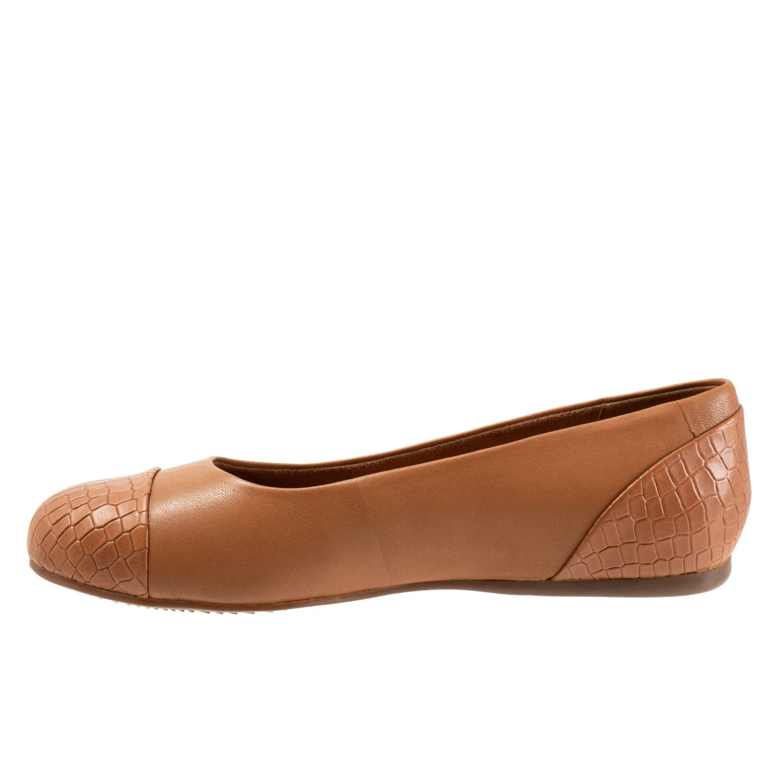 Softwalk Sonoma Cap Toe S1907-256 Womens Brown Extra Wide Ballet Flats Shoes