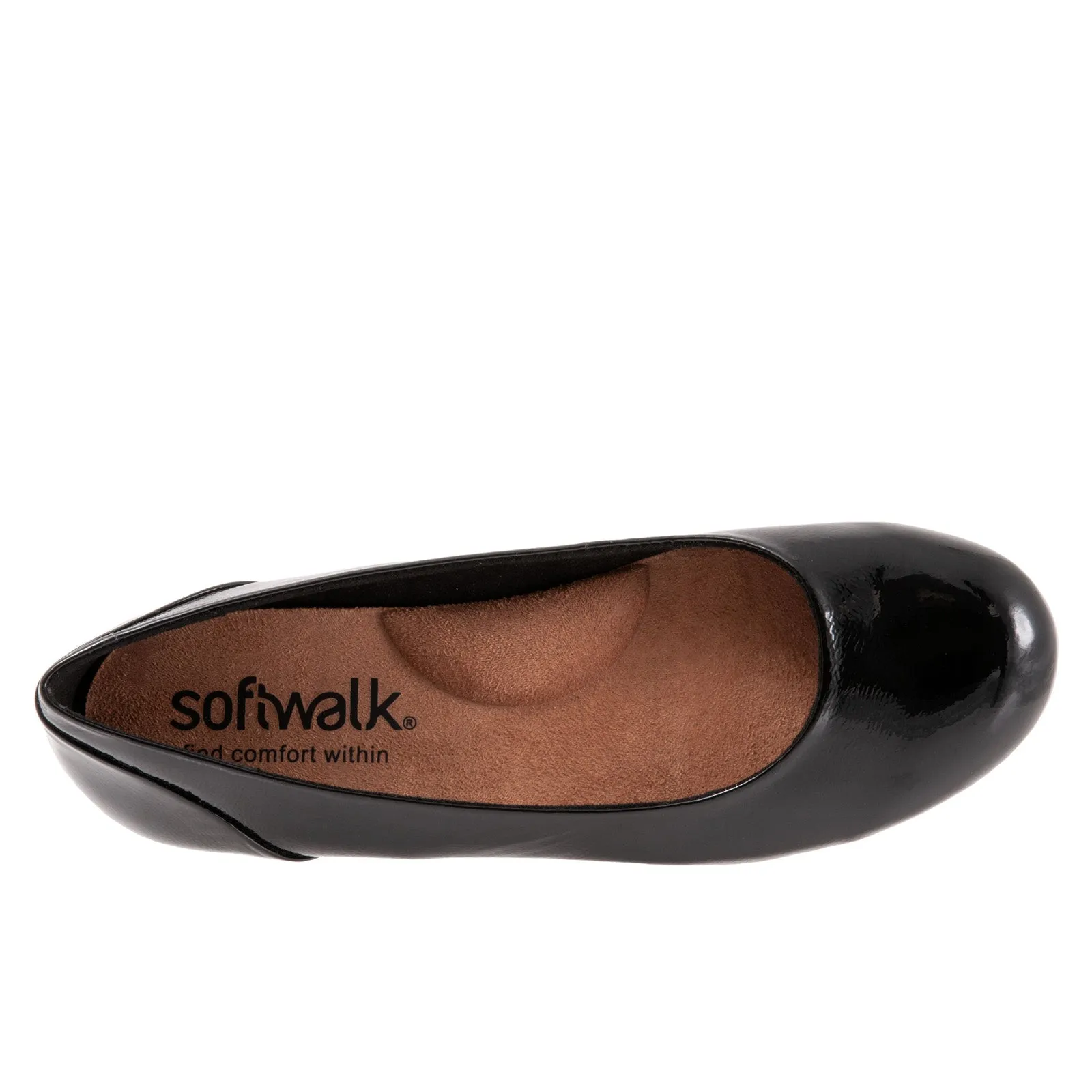 Softwalk Sonoma S1862-005 Womens Black Narrow Leather Ballet Flats Shoes