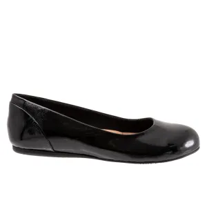 Softwalk Sonoma S1862-005 Womens Black Narrow Leather Ballet Flats Shoes