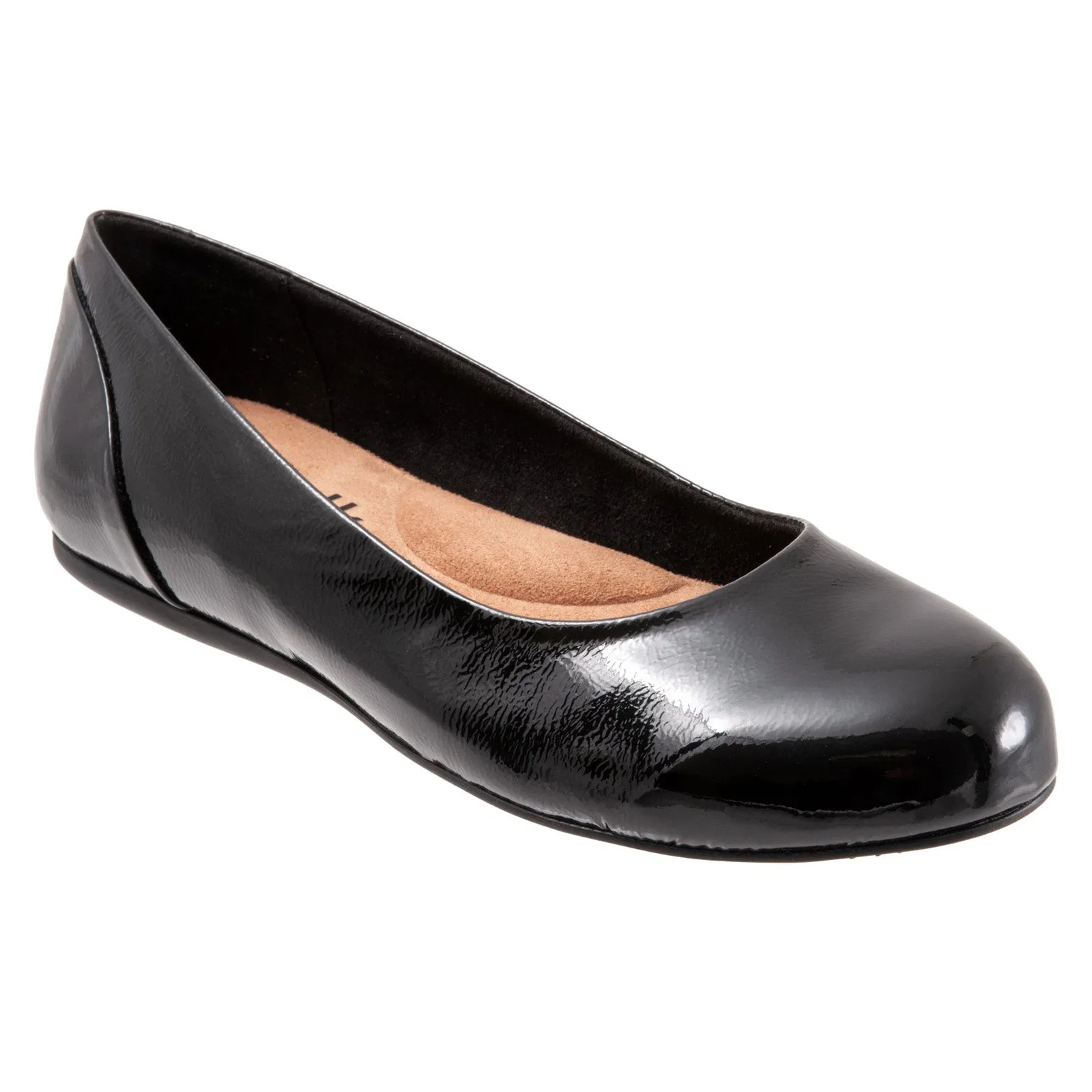 Softwalk Sonoma S1862-005 Womens Black Narrow Leather Ballet Flats Shoes