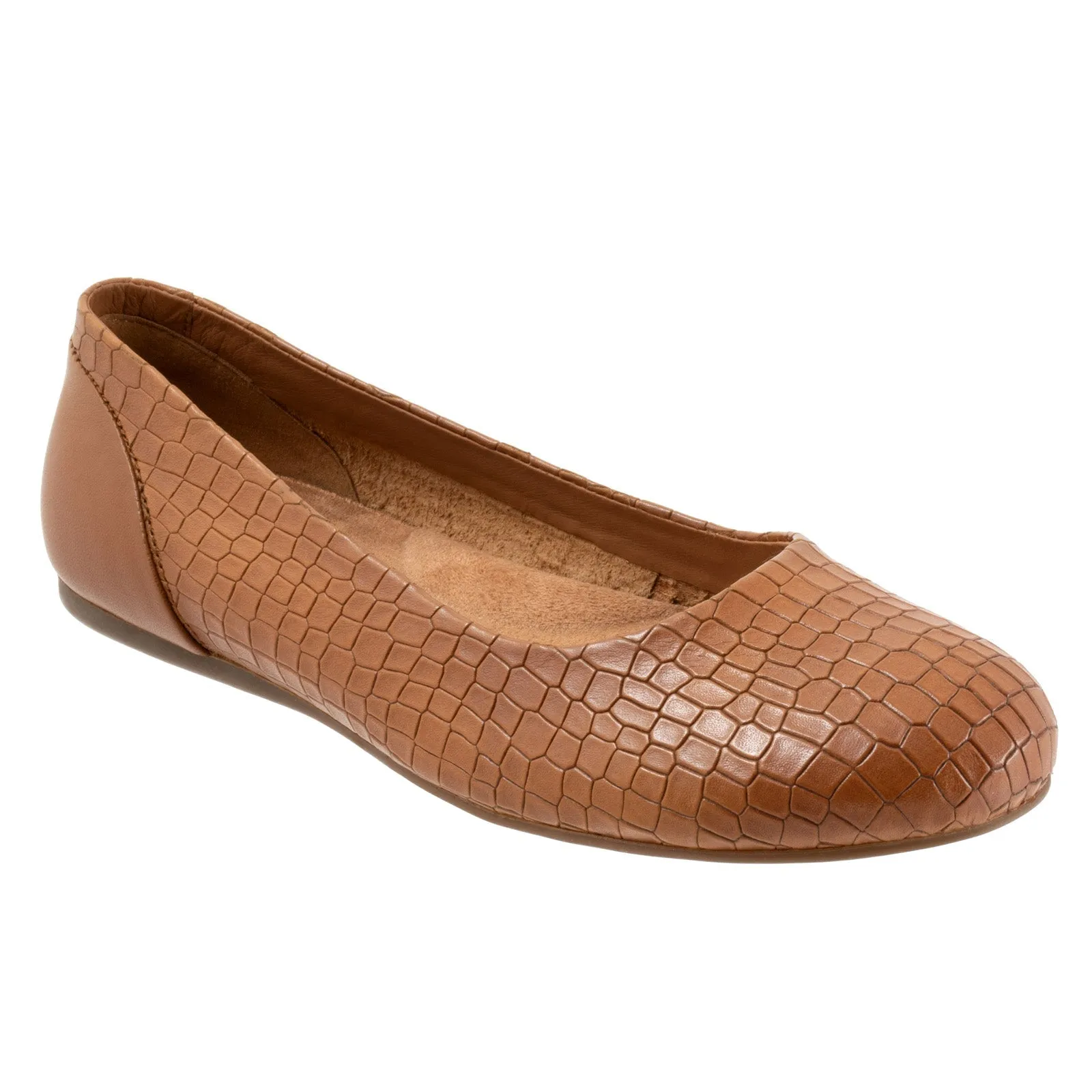 Softwalk Sonoma S1862-256 Womens Brown Leather Slip On Ballet Flats Shoes