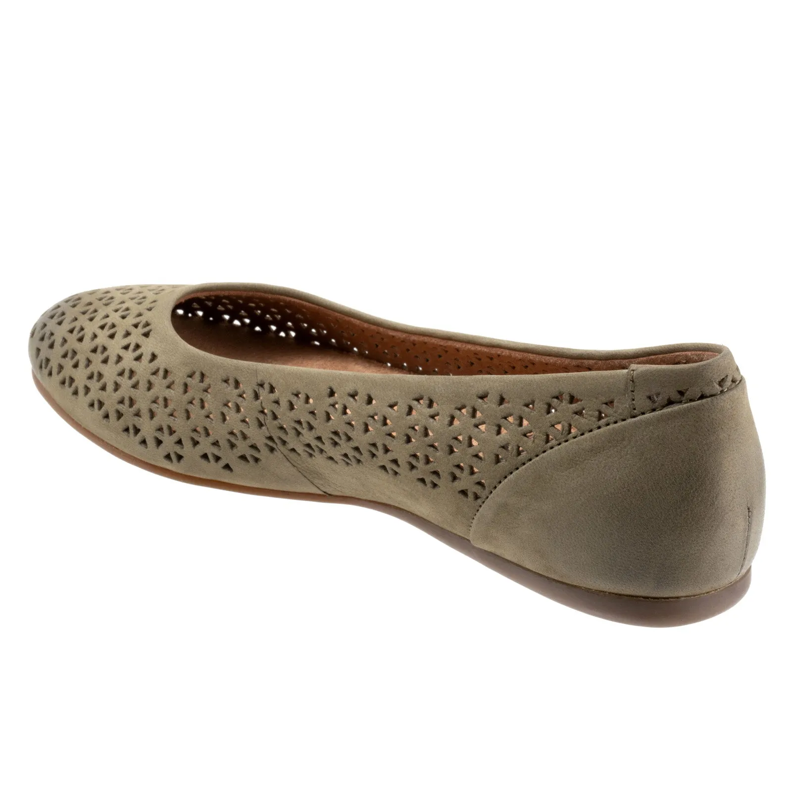 Softwalk Sonoma S1862-344 Womens Green Wide Leather Ballet Flats Shoes