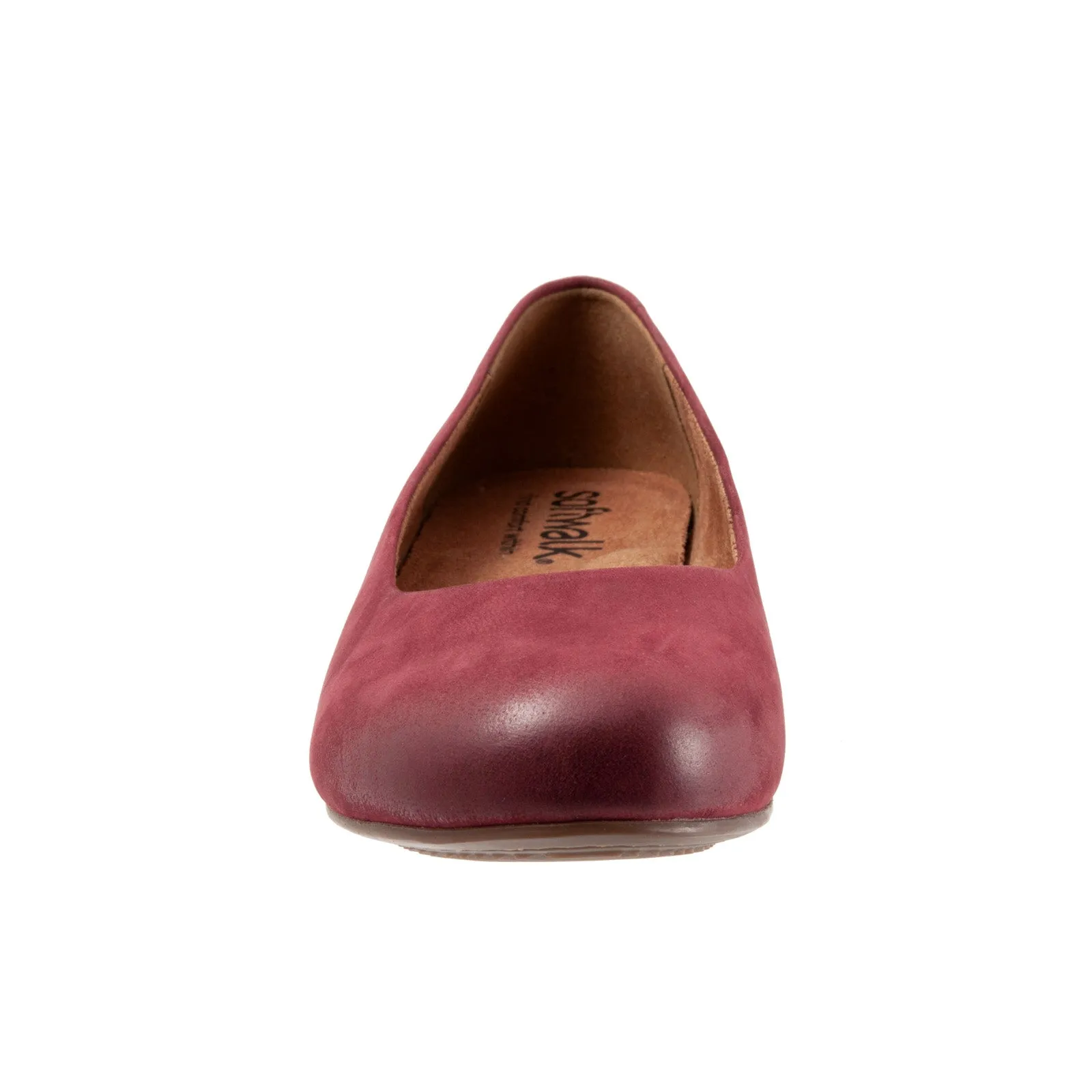 Softwalk Sonoma S1862-662 Womens Burgundy Narrow Leather Ballet Flats Shoes