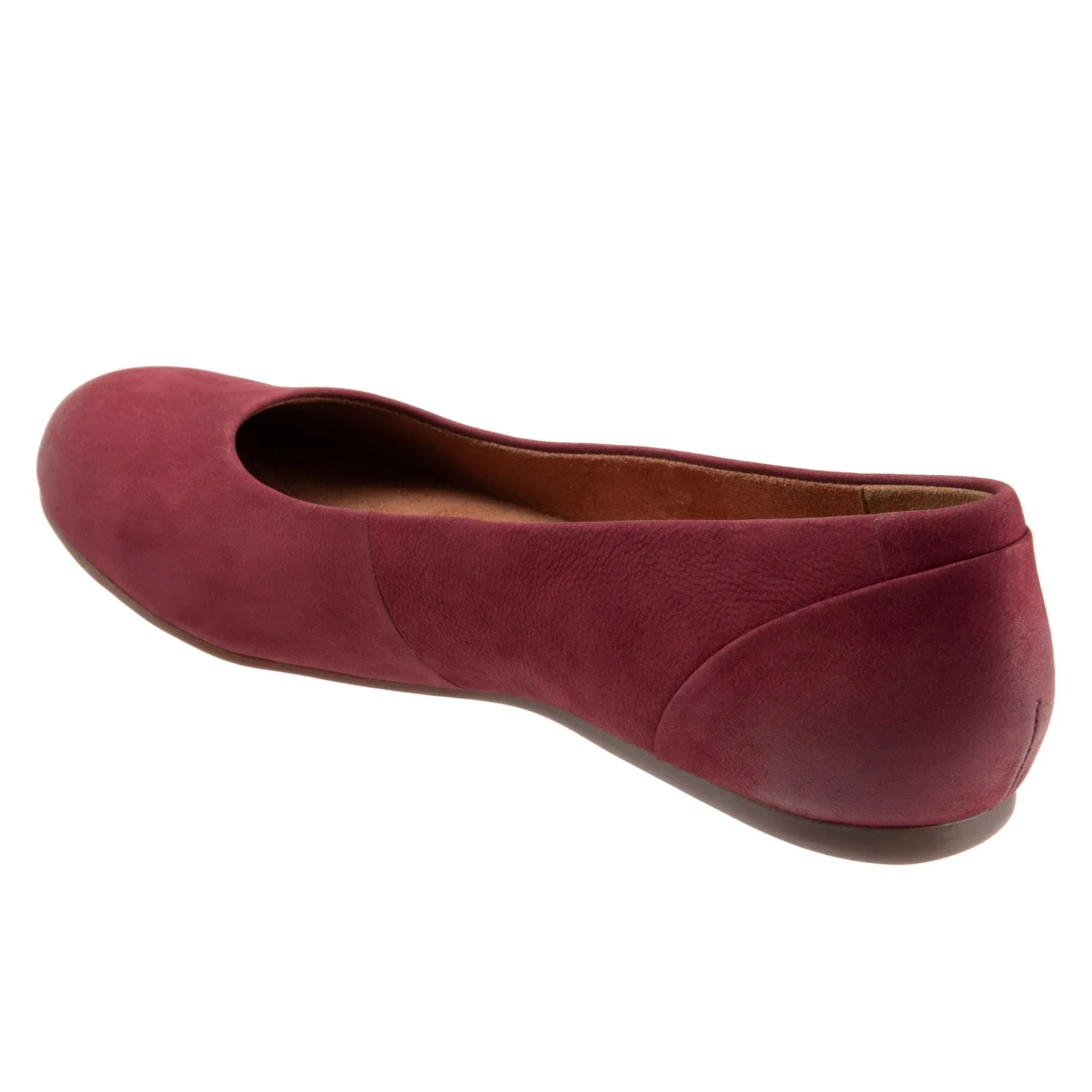 Softwalk Sonoma S1862-662 Womens Burgundy Narrow Leather Ballet Flats Shoes