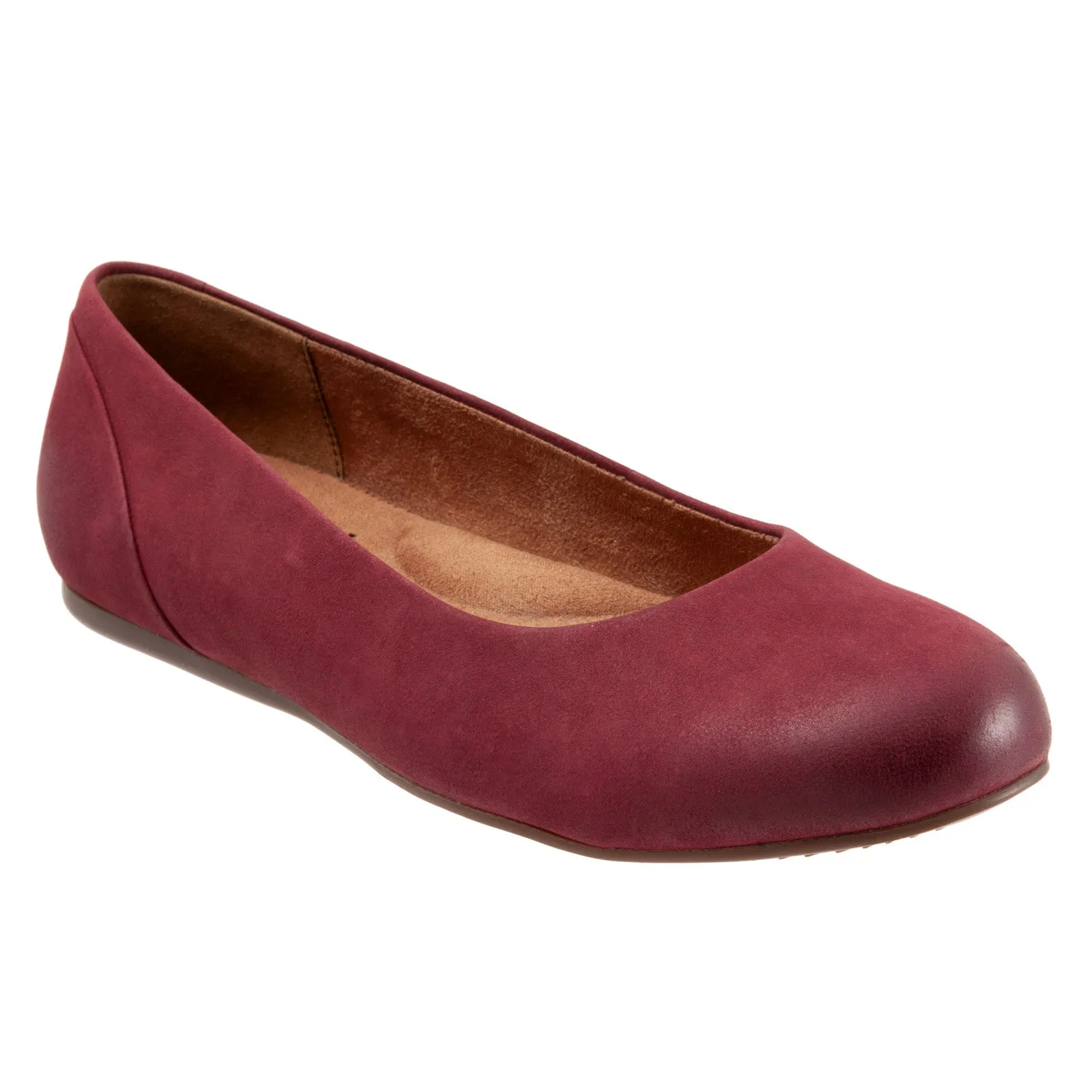 Softwalk Sonoma S1862-662 Womens Burgundy Narrow Leather Ballet Flats Shoes
