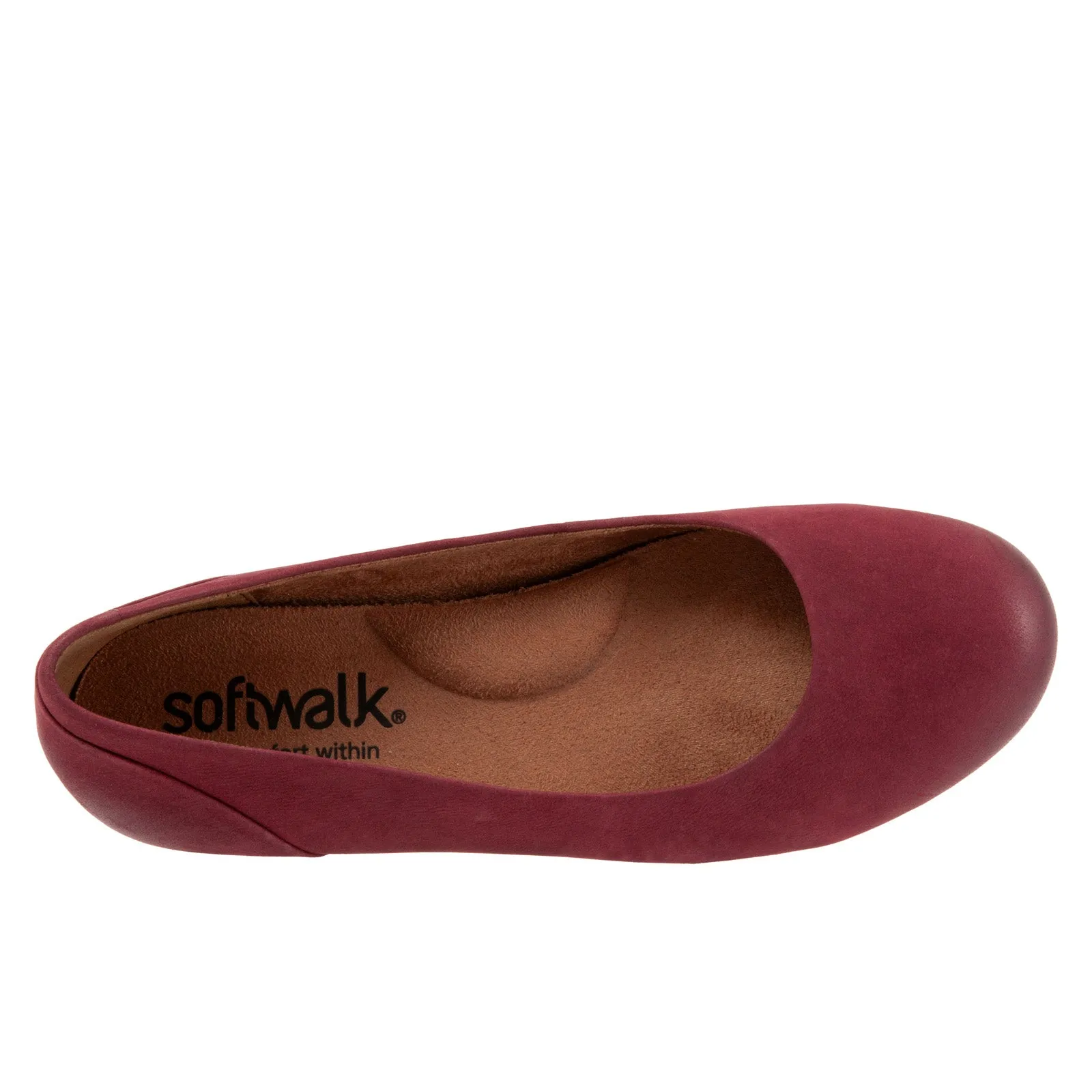 Softwalk Sonoma S1862-662 Womens Burgundy Narrow Leather Ballet Flats Shoes