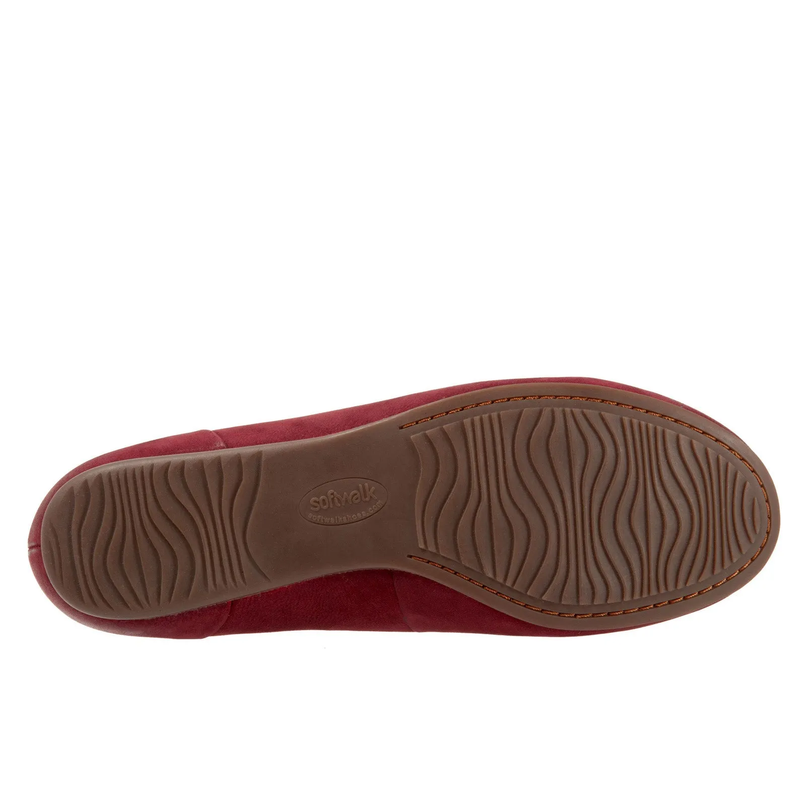 Softwalk Sonoma S1862-662 Womens Burgundy Narrow Leather Ballet Flats Shoes