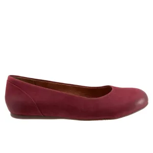 Softwalk Sonoma S1862-662 Womens Burgundy Narrow Leather Ballet Flats Shoes