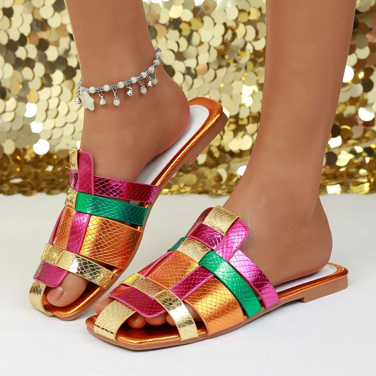 Square Toe Flats Sandals