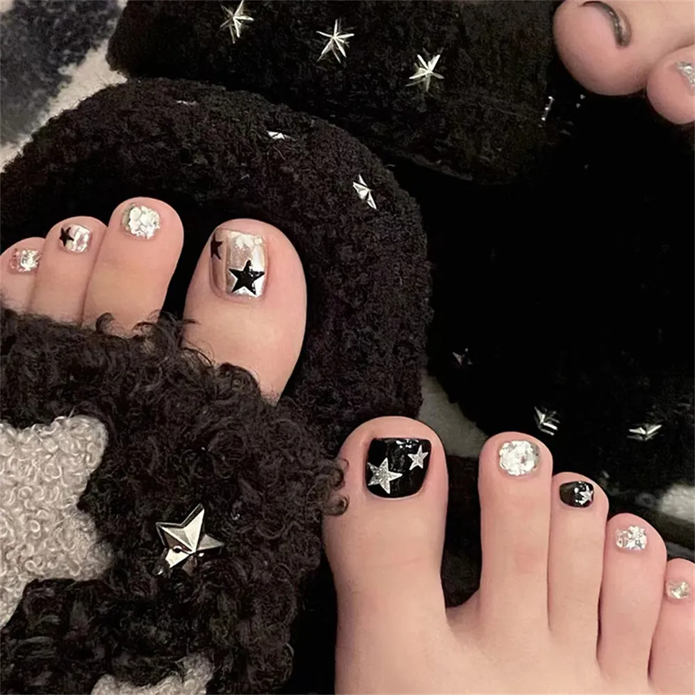 Square Toe Silver Gold Foil