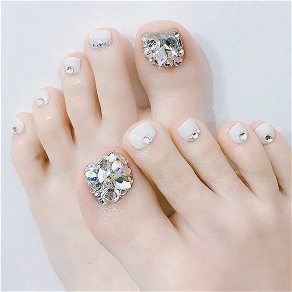 Square Toe Transparent White Full Diamond