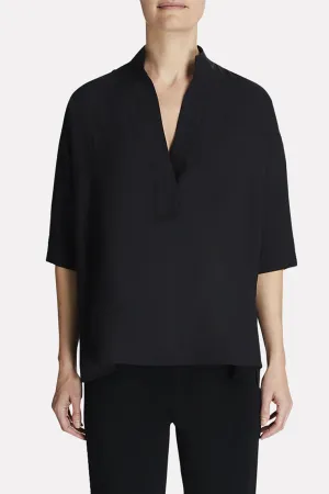 Stand Collar Cotton Blouse