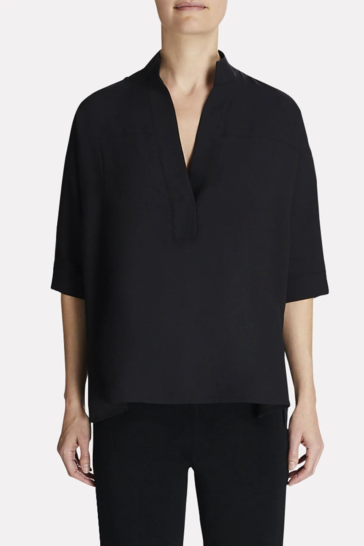 Stand Collar Cotton Blouse