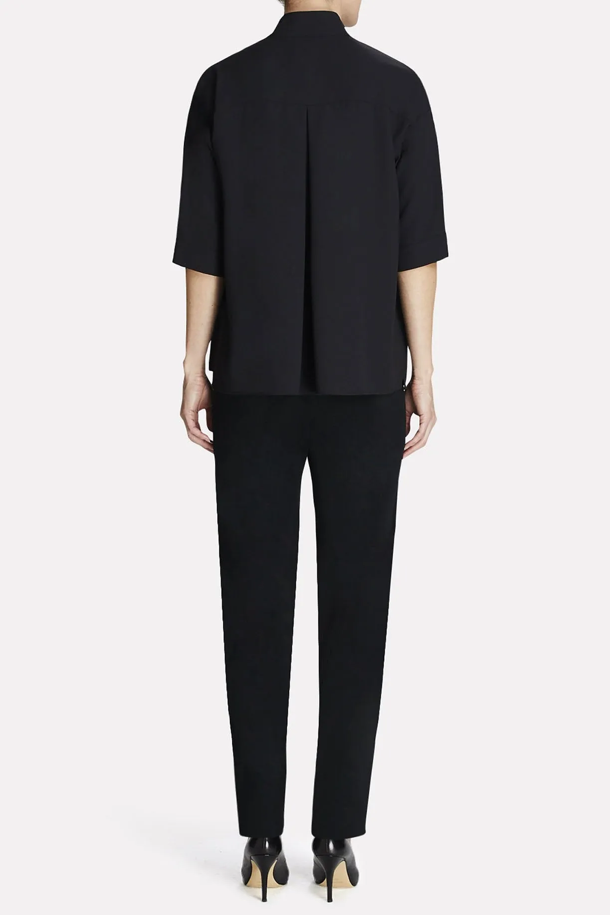 Stand Collar Cotton Blouse