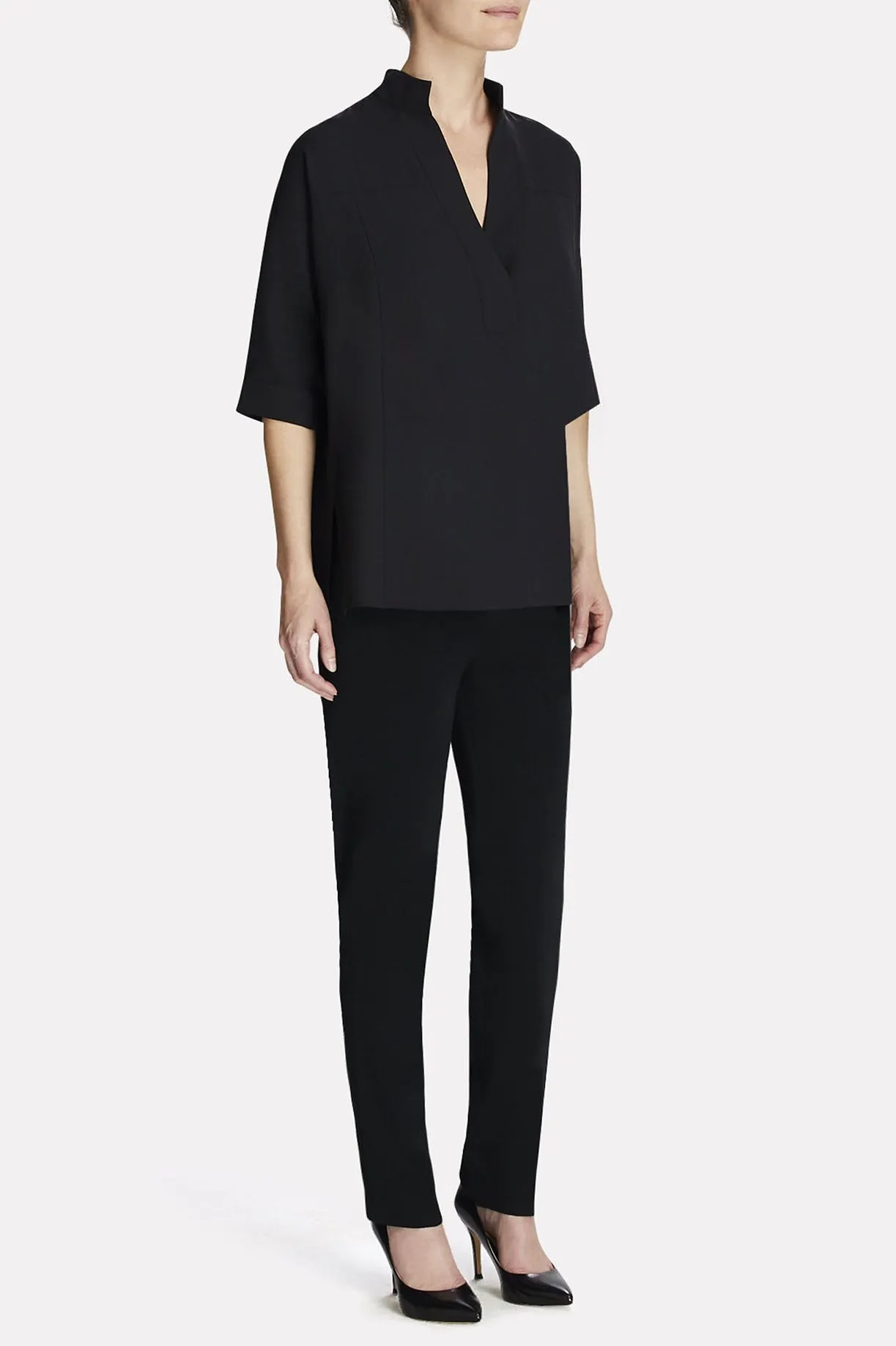 Stand Collar Cotton Blouse