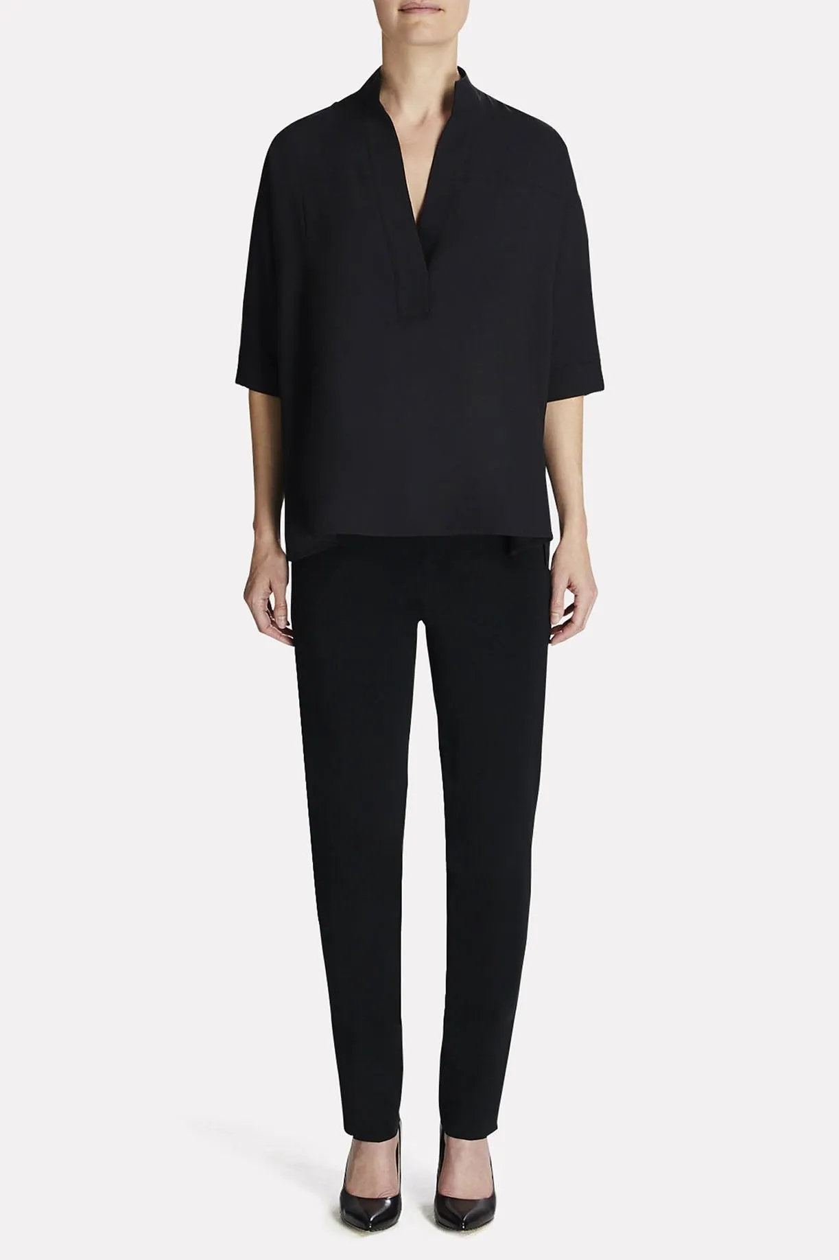 Stand Collar Cotton Blouse