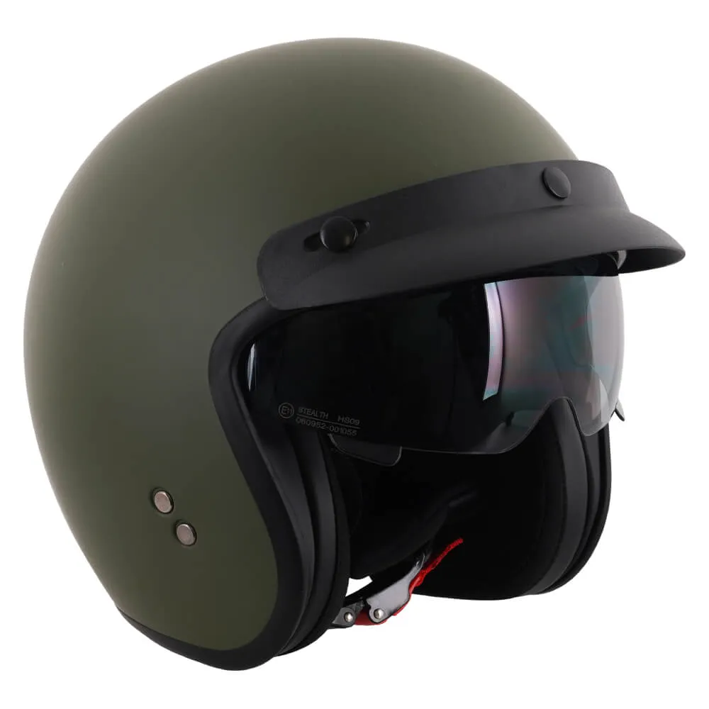 Stealth HS391 Open Face Helmet Matt Green