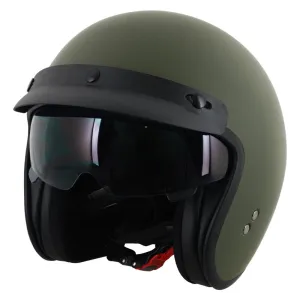 Stealth HS391 Open Face Helmet Matt Green