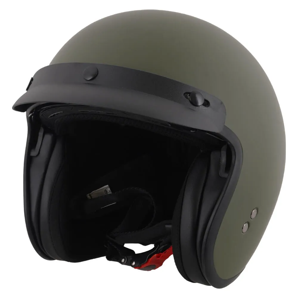 Stealth HS391 Open Face Helmet Matt Green