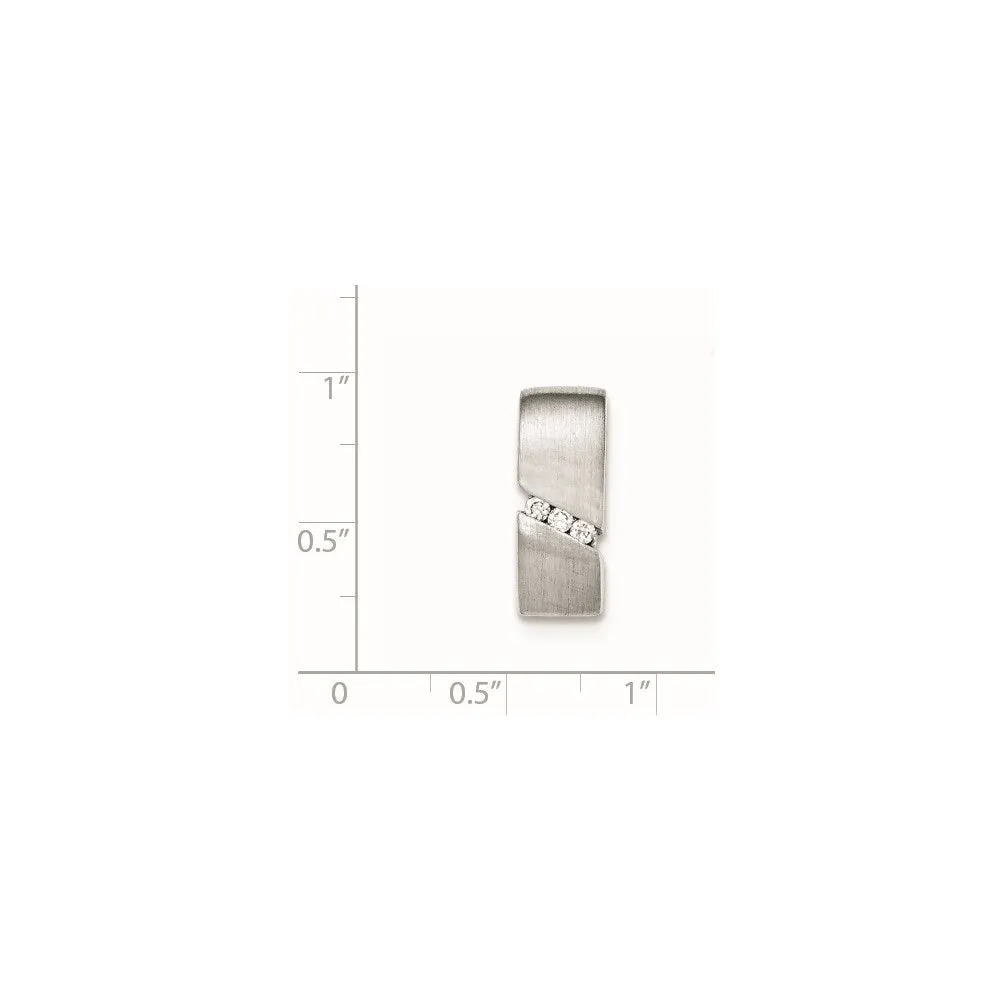 Sterling Silver Brushed CZ Slide