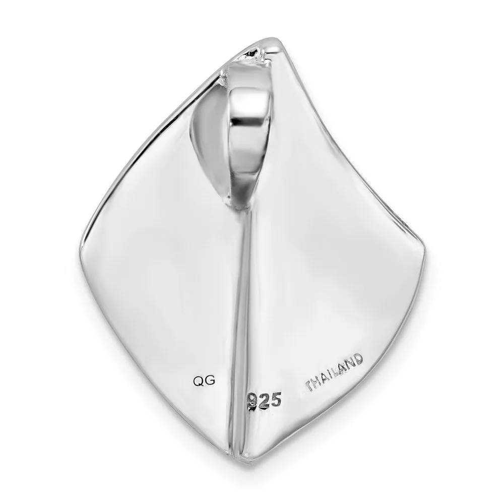 Sterling Silver Rhodium-plated Polished and Brushed Slide