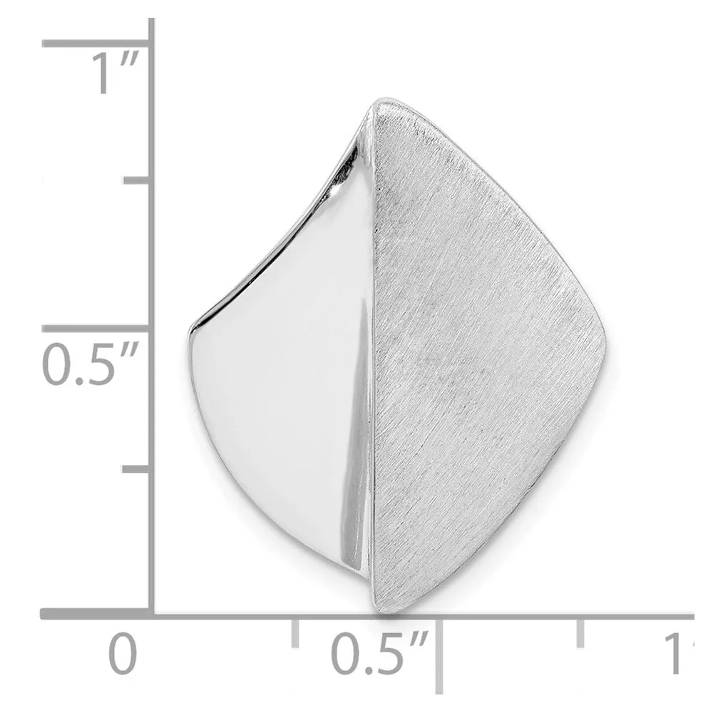 Sterling Silver Rhodium-plated Polished and Brushed Slide