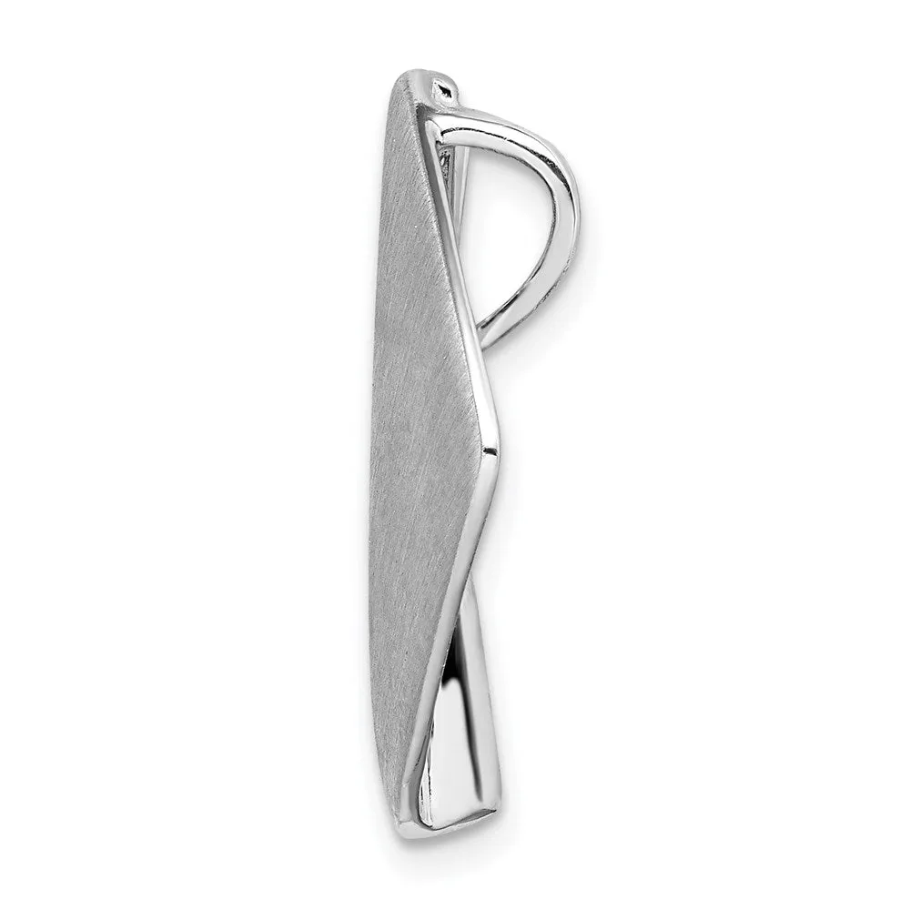 Sterling Silver Rhodium-plated Polished and Brushed Slide